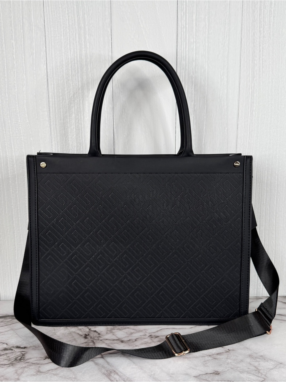 ALDO Kaspiassx Large Tote Bag in black faux leather